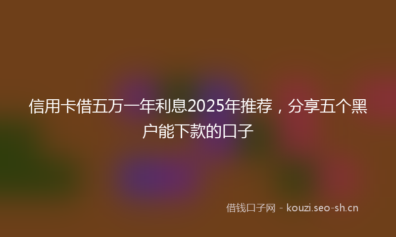 信用卡借五万一年利息2025年推荐，分享五个黑户能下款的口子