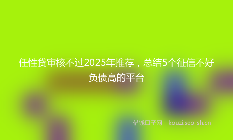任性贷审核不过2025年推荐，总结5个征信不好负债高的平台
