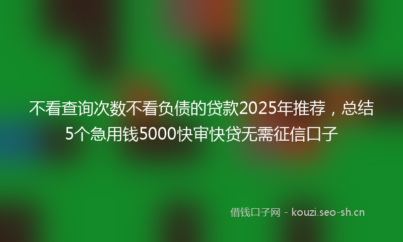 不看查询次数不看负债的贷款2025年推荐，总结5个急用钱5000快审快贷无需征信口子