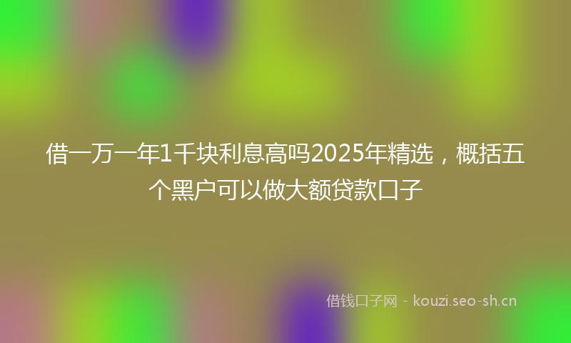 借一万一年1千块利息高吗2025年精选，概括五个黑户可以做大额贷款口子