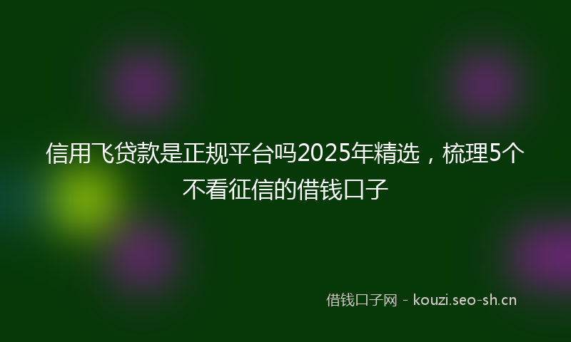 信用飞贷款是正规平台吗2025年精选，梳理5个不看征信的借钱口子