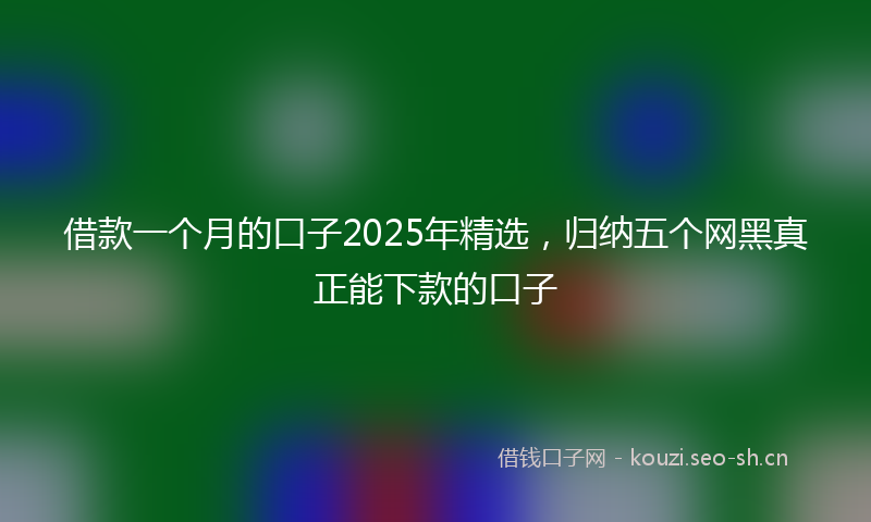 借款一个月的口子2025年精选，归纳五个网黑真正能下款的口子