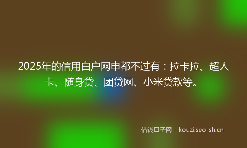 2025年的信用白户网申都不过有：拉卡拉、超人卡、随身贷、团贷网、小米贷款等。