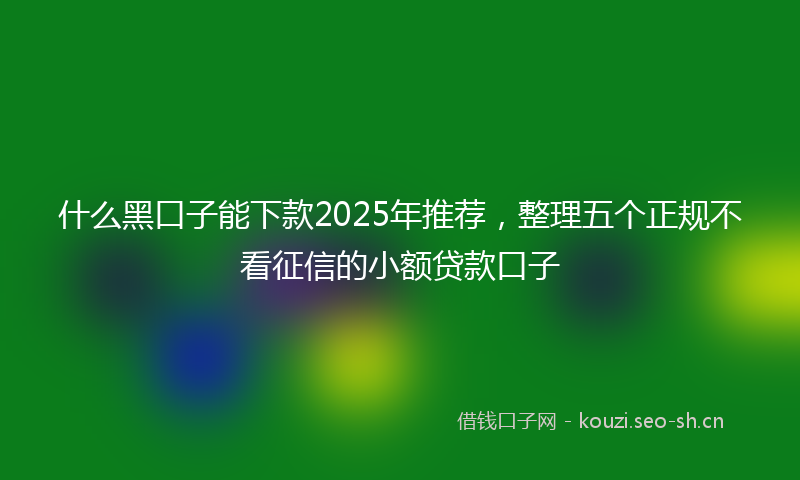 什么黑口子能下款2025年推荐,整理五个正规不看征信的小额贷款口子