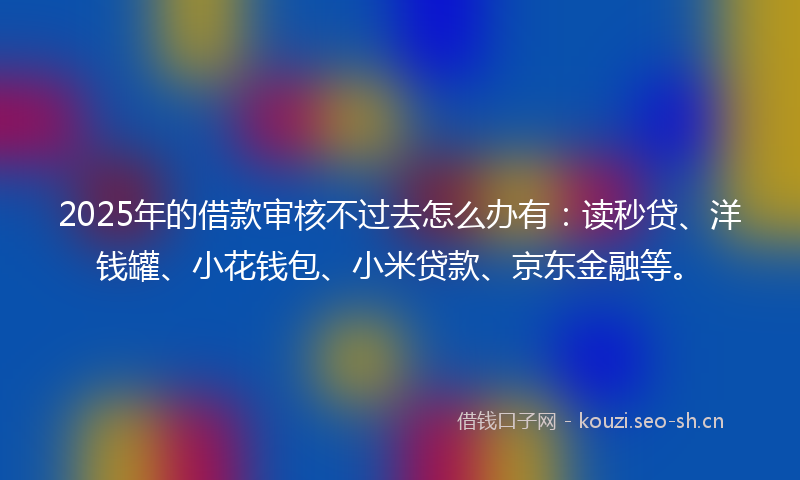 2025年的借款审核不过去怎么办有:读秒贷、洋钱罐、小花钱包、小米贷款、京东金融等。
