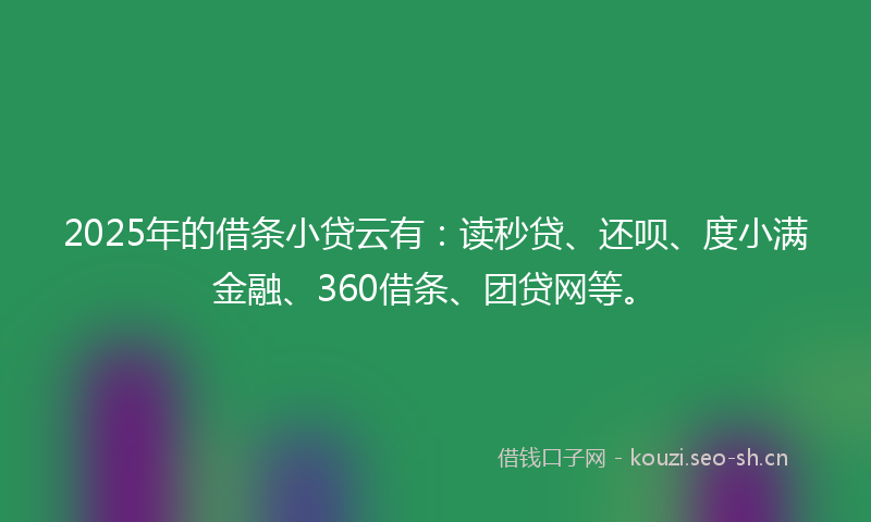 2025年的借条小贷云有：读秒贷、还呗、度小满金融、360借条、团贷网等。