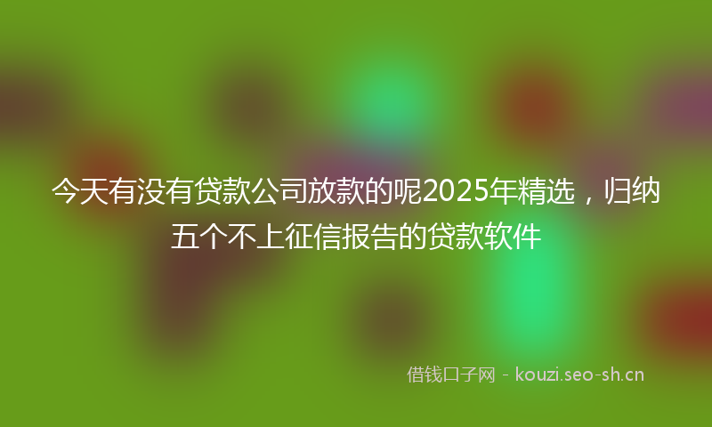 今天有没有贷款公司放款的呢2025年精选，归纳五个不上征信报告的贷款软件