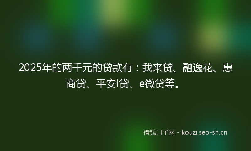 2025年的两千元的贷款有：我来贷、融逸花、惠商贷、平安i贷、e微贷等。