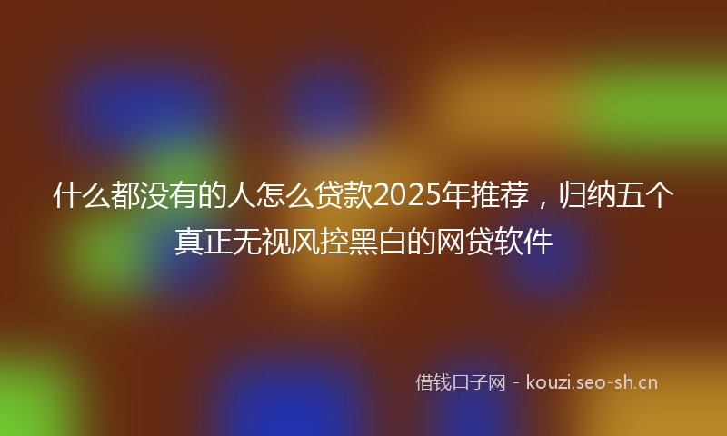 什么都没有的人怎么贷款2025年推荐，归纳五个真正无视风控黑白的网贷软件