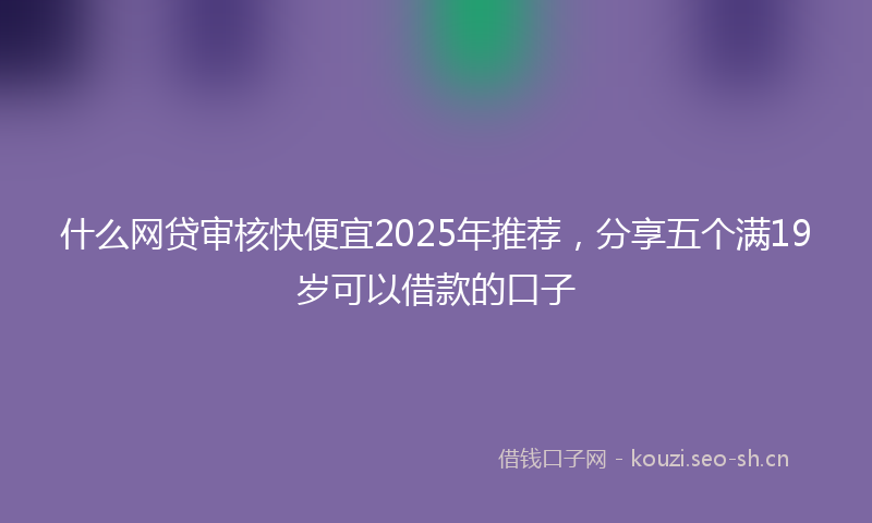 什么网贷审核快便宜2025年推荐，分享五个满19岁可以借款的口子