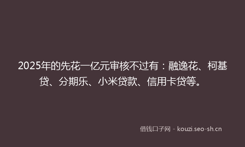 2025年的先花一亿元审核不过有:融逸花、柯基贷、分期乐、小米贷款、信用卡贷等。