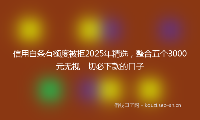 信用白条有额度被拒2025年精选，整合五个3000元无视一切必下款的口子