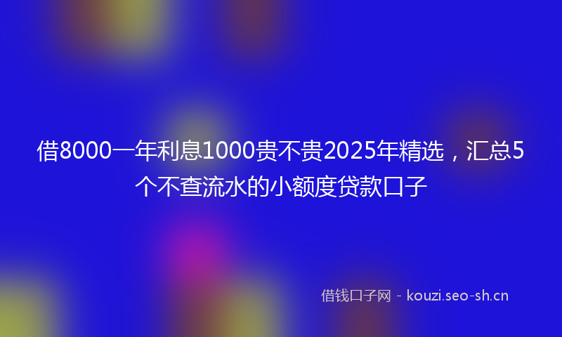 借8000一年利息1000贵不贵2025年精选，汇总5个不查流水的小额度贷款口子