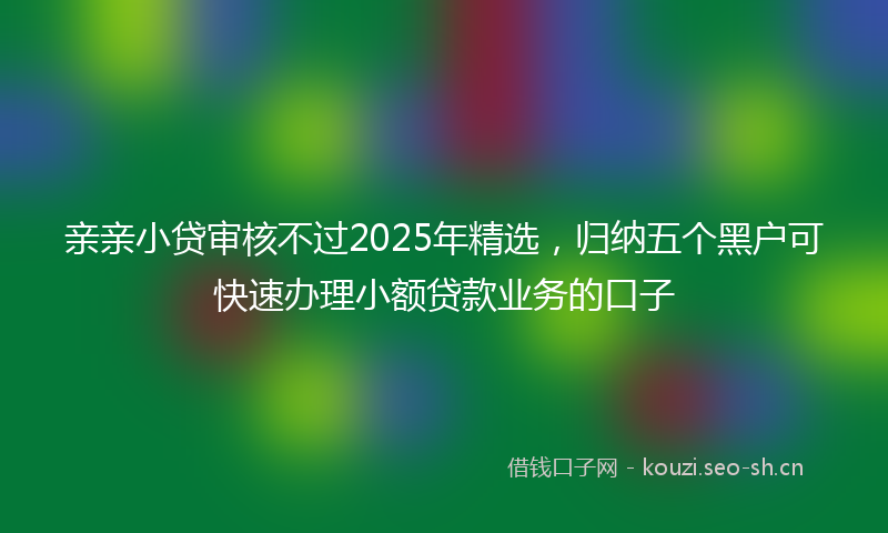 亲亲小贷审核不过2025年精选，归纳五个黑户可快速办理小额贷款业务的口子