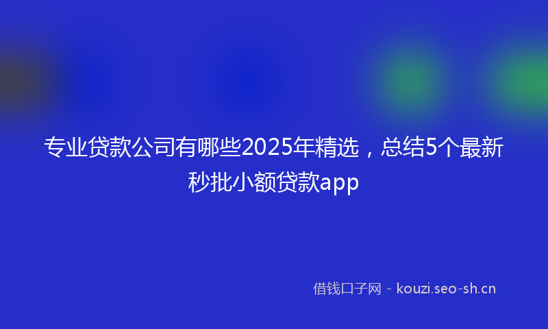 专业贷款公司有哪些2025年精选，总结5个最新秒批小额贷款app