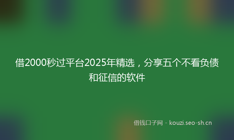 借2000秒过平台2025年精选，分享五个不看负债和征信的软件