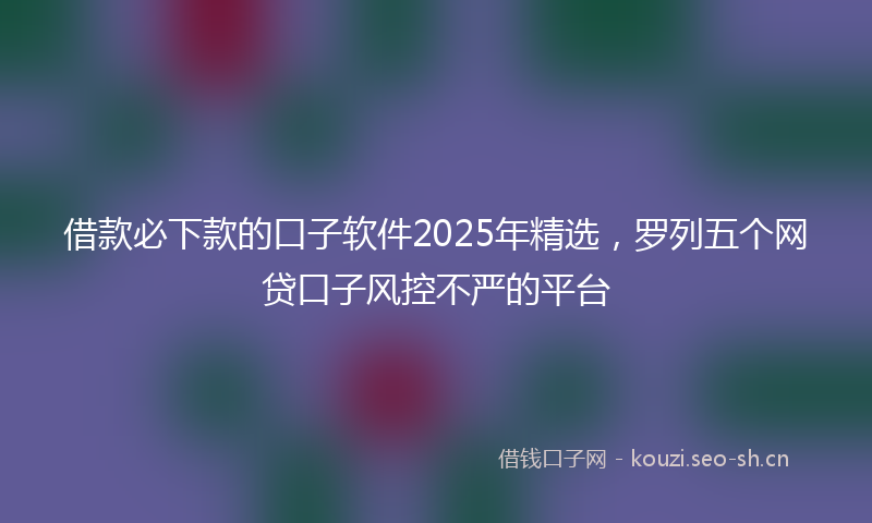 借款必下款的口子软件2025年精选，罗列五个网贷口子风控不严的平台