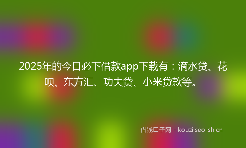 2025年的今日必下借款app下载有：滴水贷、花呗、东方汇、功夫贷、小米贷款等。