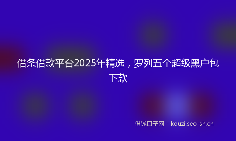 借条借款平台2025年精选，罗列五个超级黑户包下款