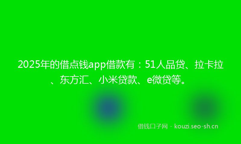 2025年的借点钱app借款有:51人品贷、拉卡拉、东方汇、小米贷款、e微贷等。