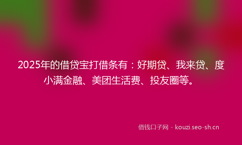 2025年的借贷宝打借条有:好期贷、我来贷、度小满金融、美团生活费、投友圈等。