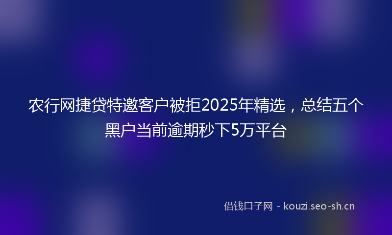 农行网捷贷特邀客户被拒2025年精选，总结五个黑户当前逾期秒下5万平台