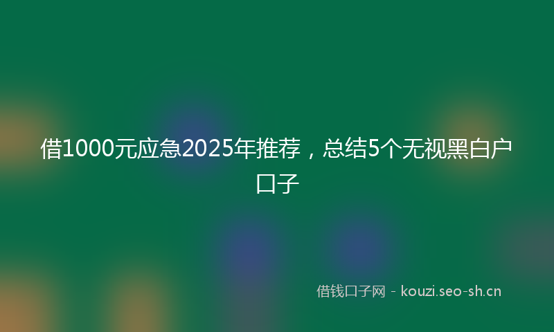 借1000元应急2025年推荐,总结5个无视黑白户口子