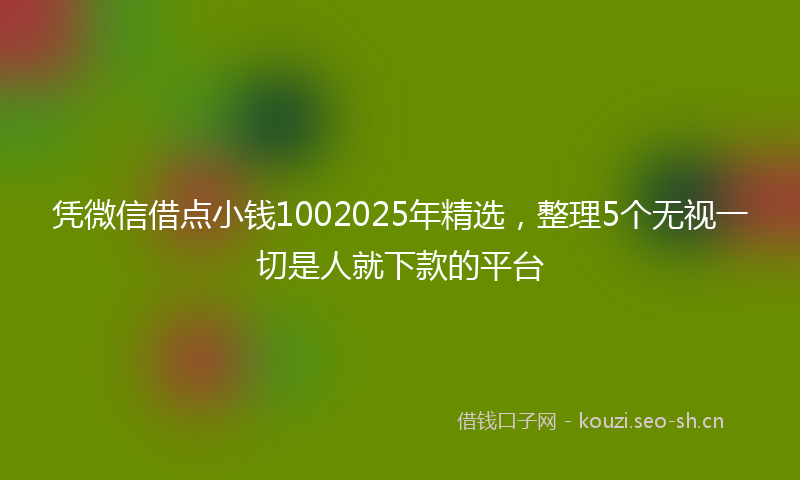 凭微信借点小钱1002025年精选,整理5个无视一切是人就下款的平台