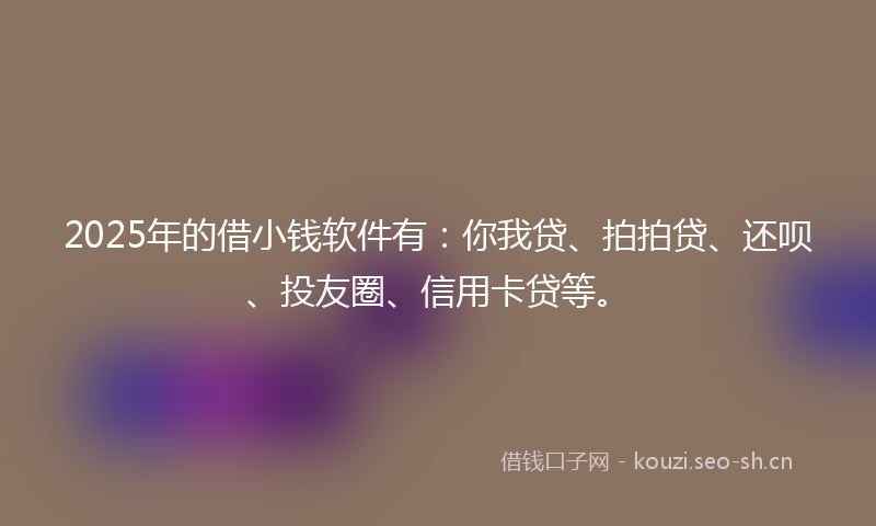 2025年的借小钱软件有：你我贷、拍拍贷、还呗、投友圈、信用卡贷等。