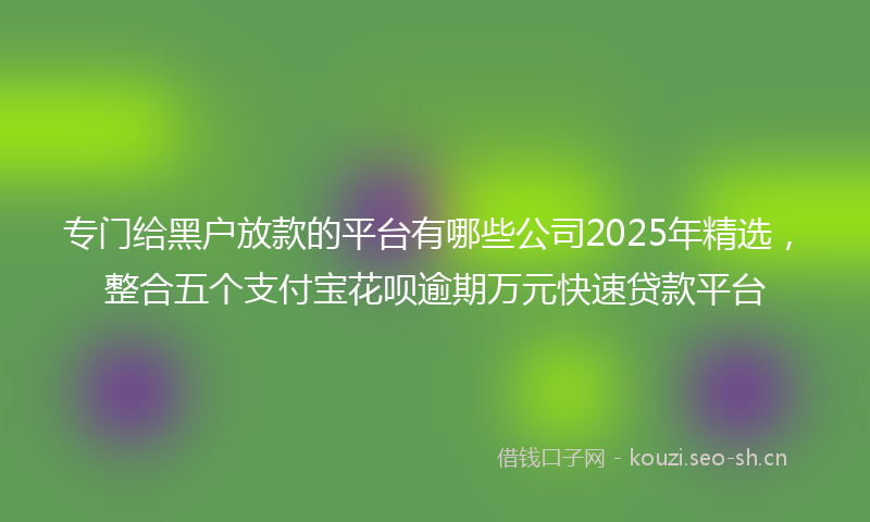 专门给黑户放款的平台有哪些公司2025年精选，整合五个支付宝花呗逾期万元快速贷款平台