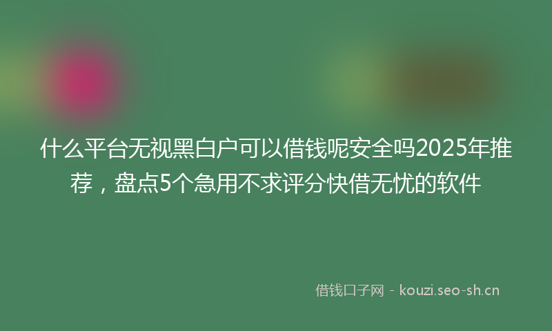 什么平台无视黑白户可以借钱呢安全吗2025年推荐，盘点5个急用不求评分快借无忧的软件