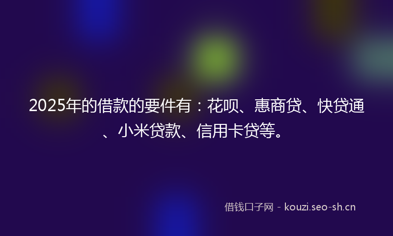 2025年的借款的要件有：花呗、惠商贷、快贷通、小米贷款、信用卡贷等。