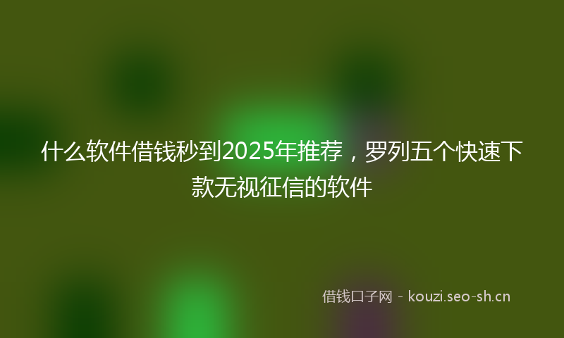 什么软件借钱秒到2025年推荐，罗列五个快速下款无视征信的软件