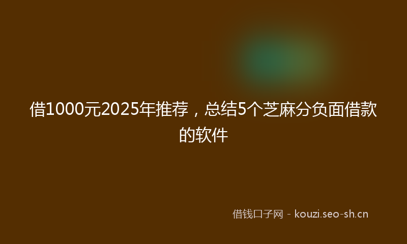 借1000元2025年推荐，总结5个芝麻分负面借款的软件