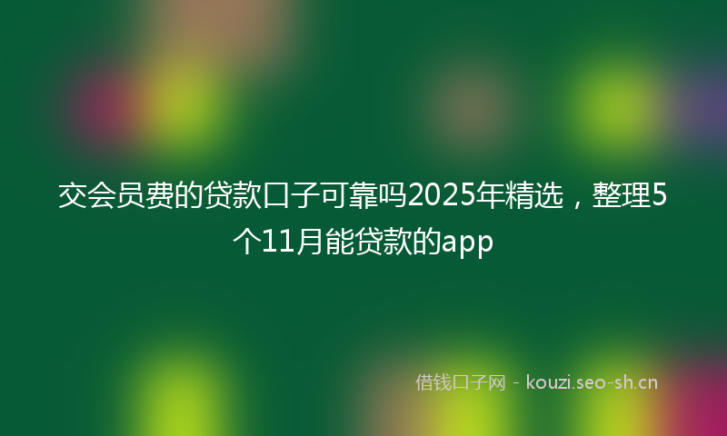 交会员费的贷款口子可靠吗2025年精选，整理5个11月能贷款的app