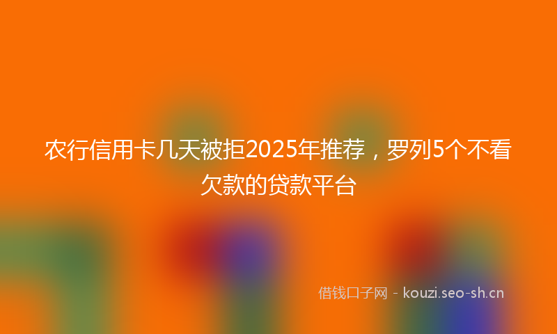 农行信用卡几天被拒2025年推荐,罗列5个不看欠款的贷款平台
