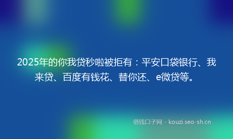2025年的你我贷秒啦被拒有:平安口袋银行、我来贷、百度有钱花、替你还、e微贷等。