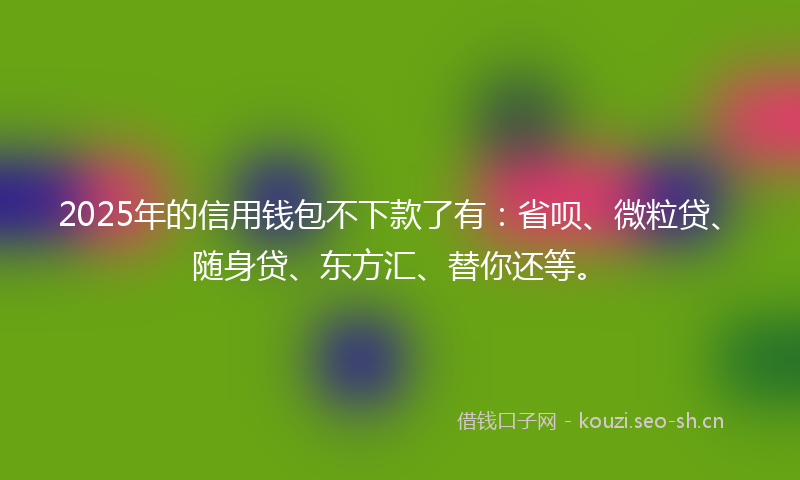 2025年的信用钱包不下款了有：省呗、微粒贷、随身贷、东方汇、替你还等。