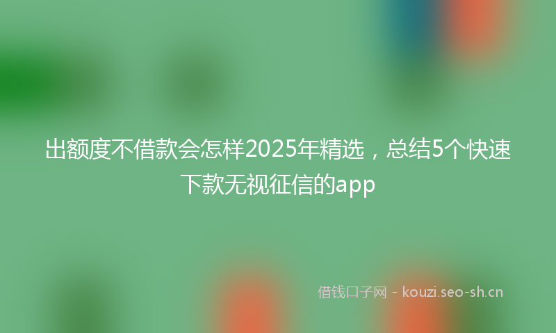 出额度不借款会怎样2025年精选，总结5个快速下款无视征信的app
