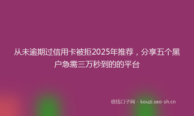 从未逾期过信用卡被拒2025年推荐，分享五个黑户急需三万秒到的的平台