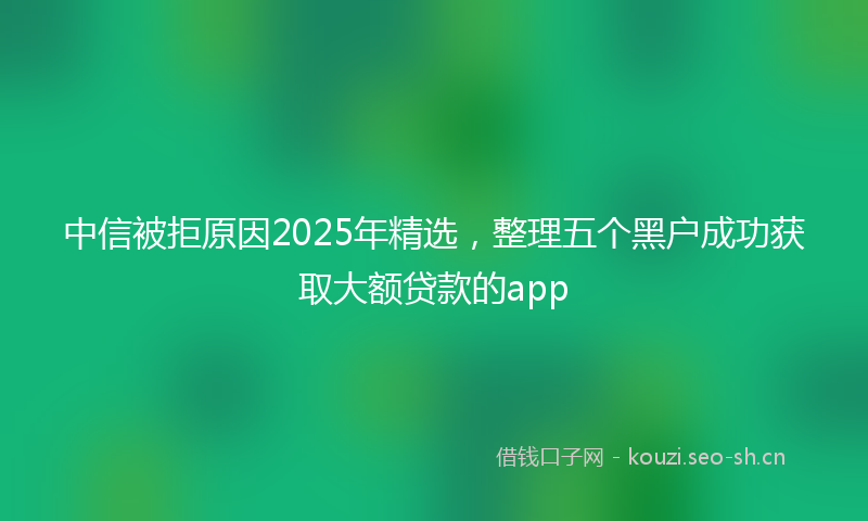 中信被拒原因2025年精选，整理五个黑户成功获取大额贷款的app