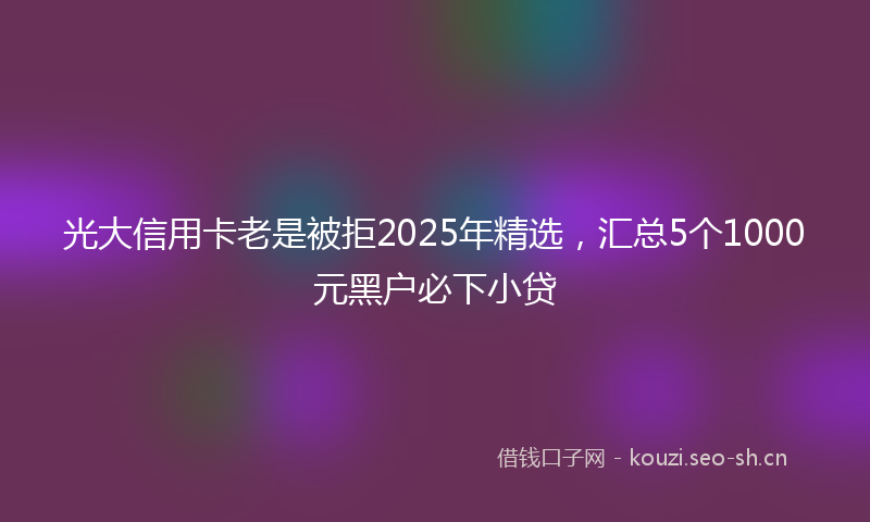 光大信用卡老是被拒2025年精选，汇总5个1000元黑户必下小贷