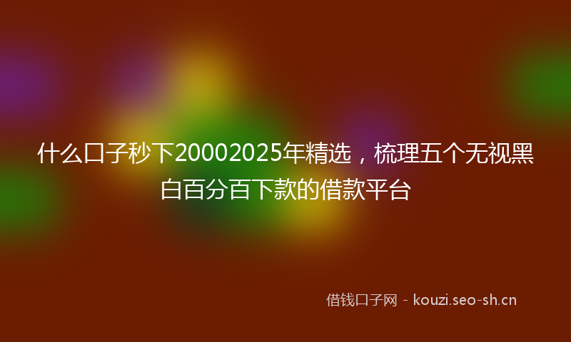 什么口子秒下20002025年精选，梳理五个无视黑白百分百下款的借款平台