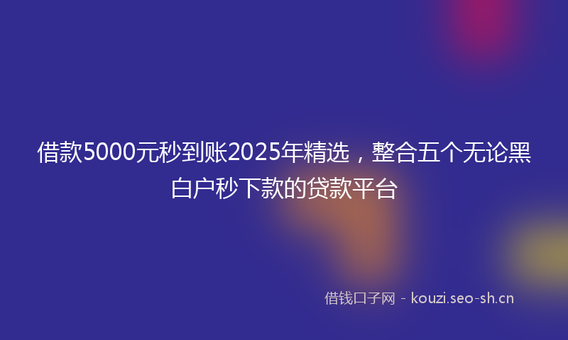 借款5000元秒到账2025年精选，整合五个无论黑白户秒下款的贷款平台