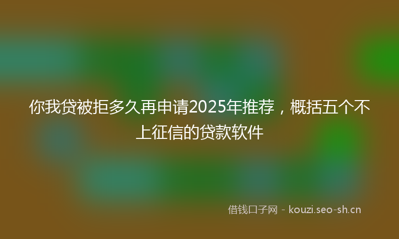 你我贷被拒多久再申请2025年推荐，概括五个不上征信的贷款软件