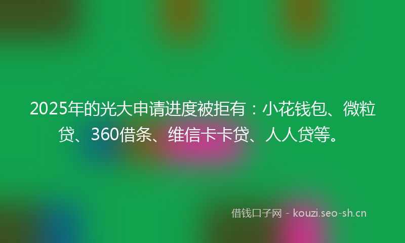 2025年的光大申请进度被拒有：小花钱包、微粒贷、360借条、维信卡卡贷、人人贷等。