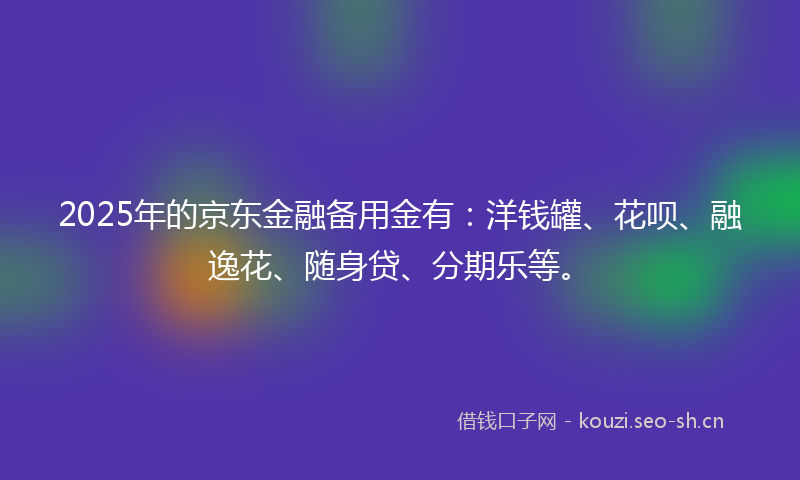 2025年的京东金融备用金有：洋钱罐、花呗、融逸花、随身贷、分期乐等。