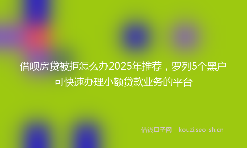 借呗房贷被拒怎么办2025年推荐，罗列5个黑户可快速办理小额贷款业务的平台