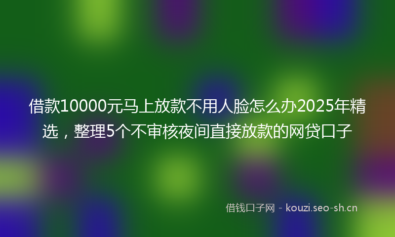 借款10000元马上放款不用人脸怎么办2025年精选，整理5个不审核夜间直接放款的网贷口子