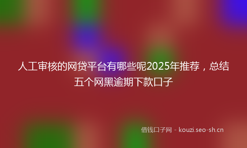 人工审核的网贷平台有哪些呢2025年推荐，总结五个网黑逾期下款口子
